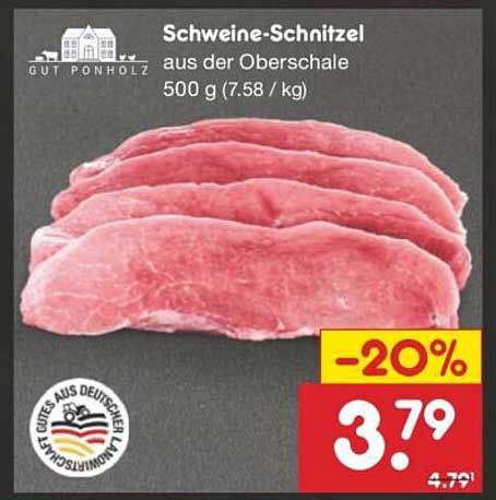 Schweine-Schnitzel aus der Oberschale 500 g