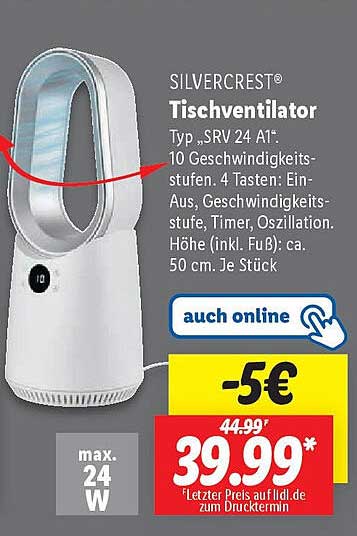 SILVERCREST® Tischventilator Typ „SRV 24 A1“