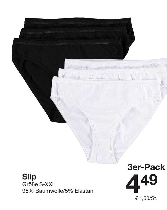 Slip 3er-Pack - Größe S-XXL - 95% Baumwolle/5% Elatan