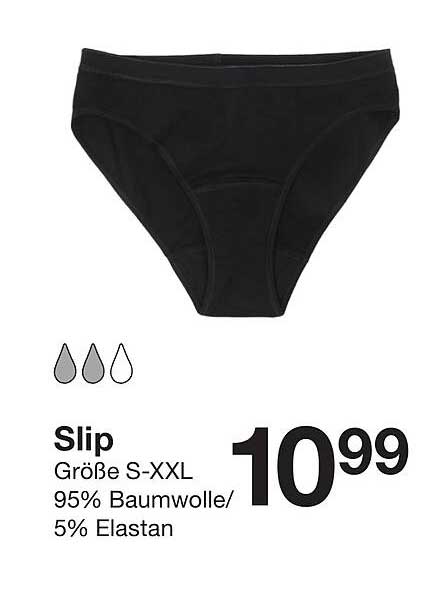 Slip Größe S-XXL in Schwarz aus 95% Baumwolle/5% Elasthan