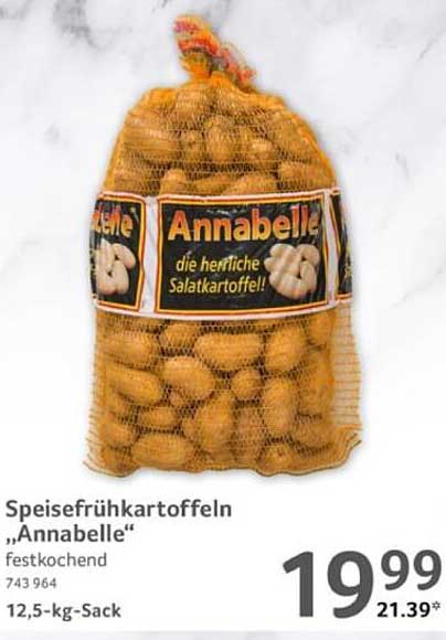 Speisefrühkartoffeln "Annabelle" 12,5-kg-Sack