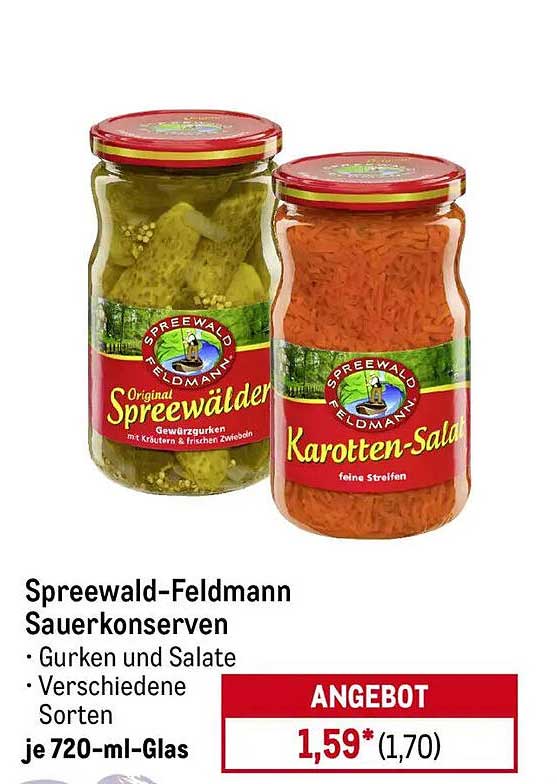 Spreewald-Feldmann Sauerkonserven - Gewürzgurken und Karotten-Salat