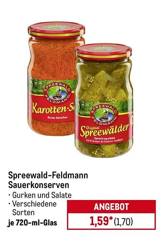 Spreewald-Feldmann Sauerkonserven - Gurken und Salate in verschiedenen Sorten