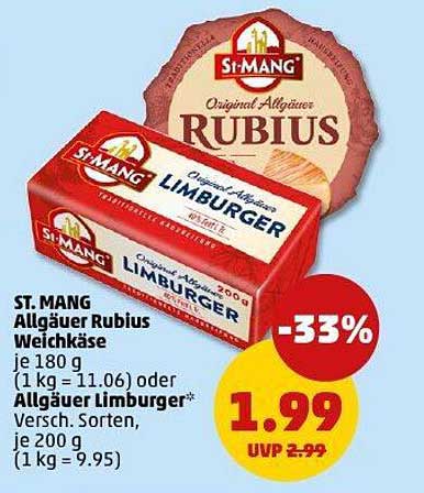 ST. MANG Allgäuer Rubius Weichkäse 180 g