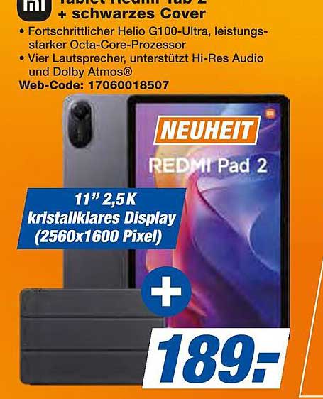 Tablet Redmi Pad 2 + schwarzes Cover