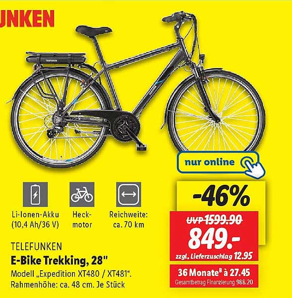 TELEFUNKEN E-Bike Trekking, 28" - Nur online verfügbar!