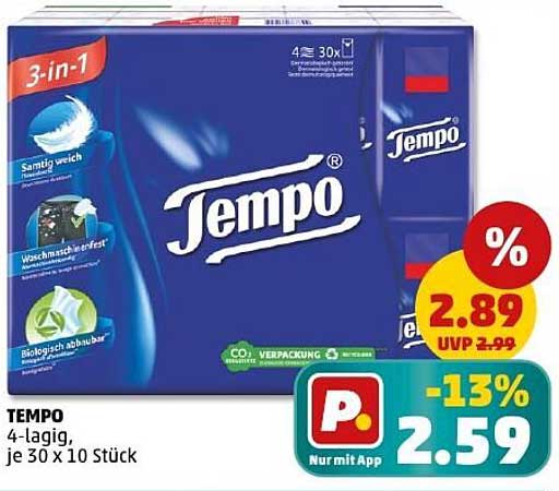 Tempo 4-lagig, 30 x 10 Stück - Sanft und effektiv