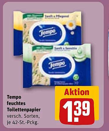 Tempo feuchtes Toilettenpapier, 42-St.-Packungen, verschiedene Sorten