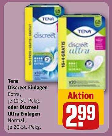 Tena Discreet Einlagen Extra oder Discreet Ultra Einlagen