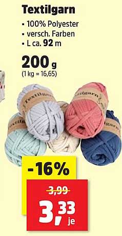 Textilgarn - 100% Polyester in verschiedenen Farben
