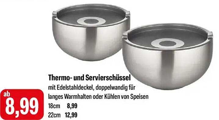 Thermo- und Servierschüsseln mit Edelstahldeckel