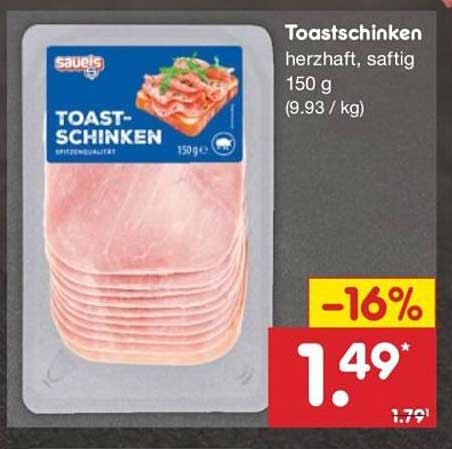 Toastschinken herzhaft, saftig 150 g