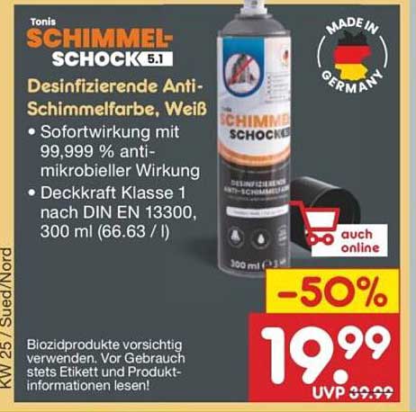 Tonis Schimmel-Schock 5.1 - Desinfizierende Anti-Schimmelfarbe, Weiß