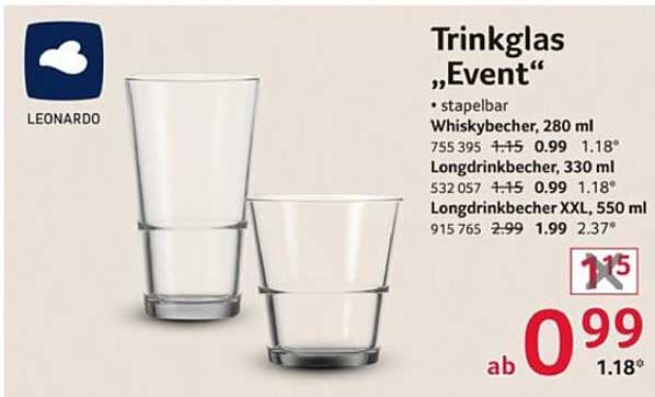 Trinkglas „Event“ - Stapelbar in verschiedenen Größen