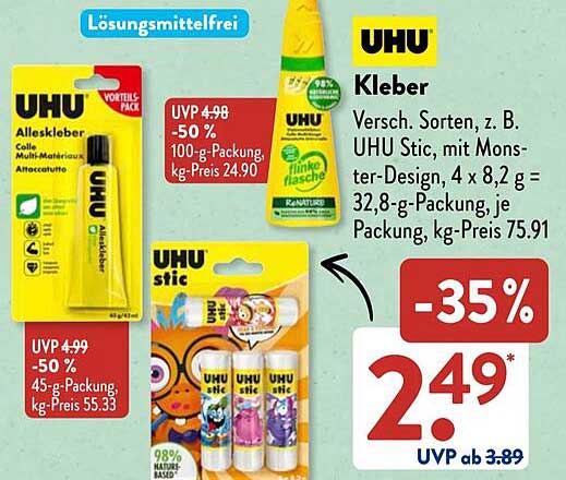 UHU Kleber - Verschiedene Sorten, z. B. UHU Stic, mit Monster-Design
