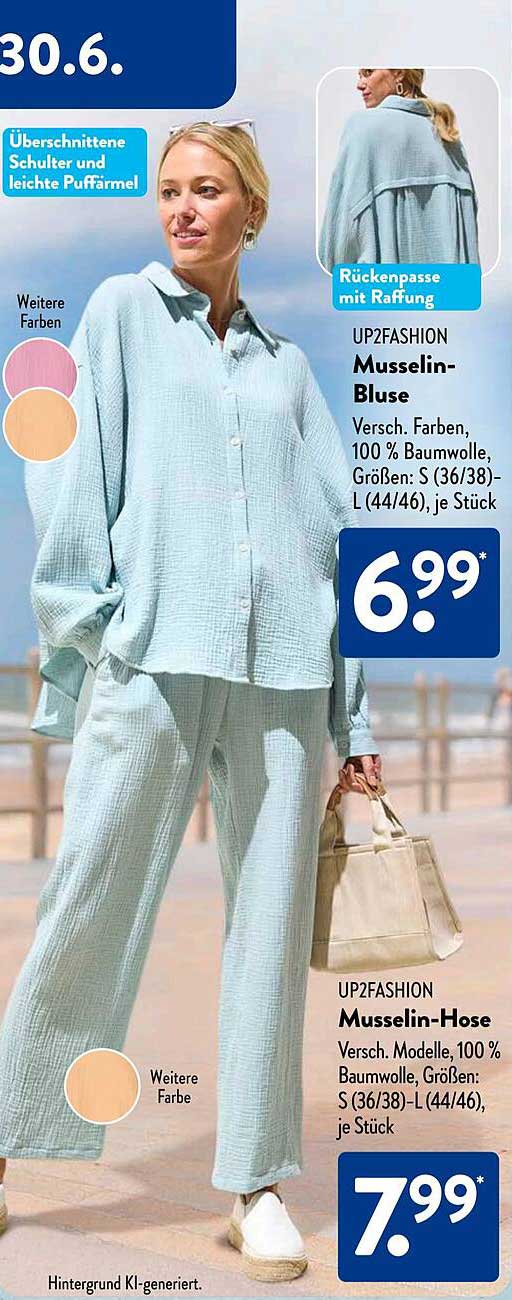 UP2FASHION Musselin-Bluse und -Hose