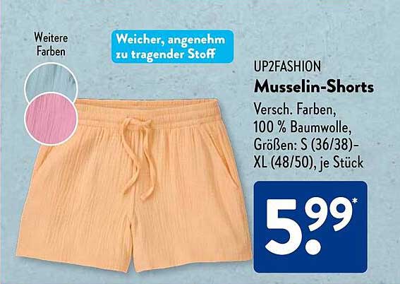 UP2FASHION Musselin-Shorts in verschiedenen Farben