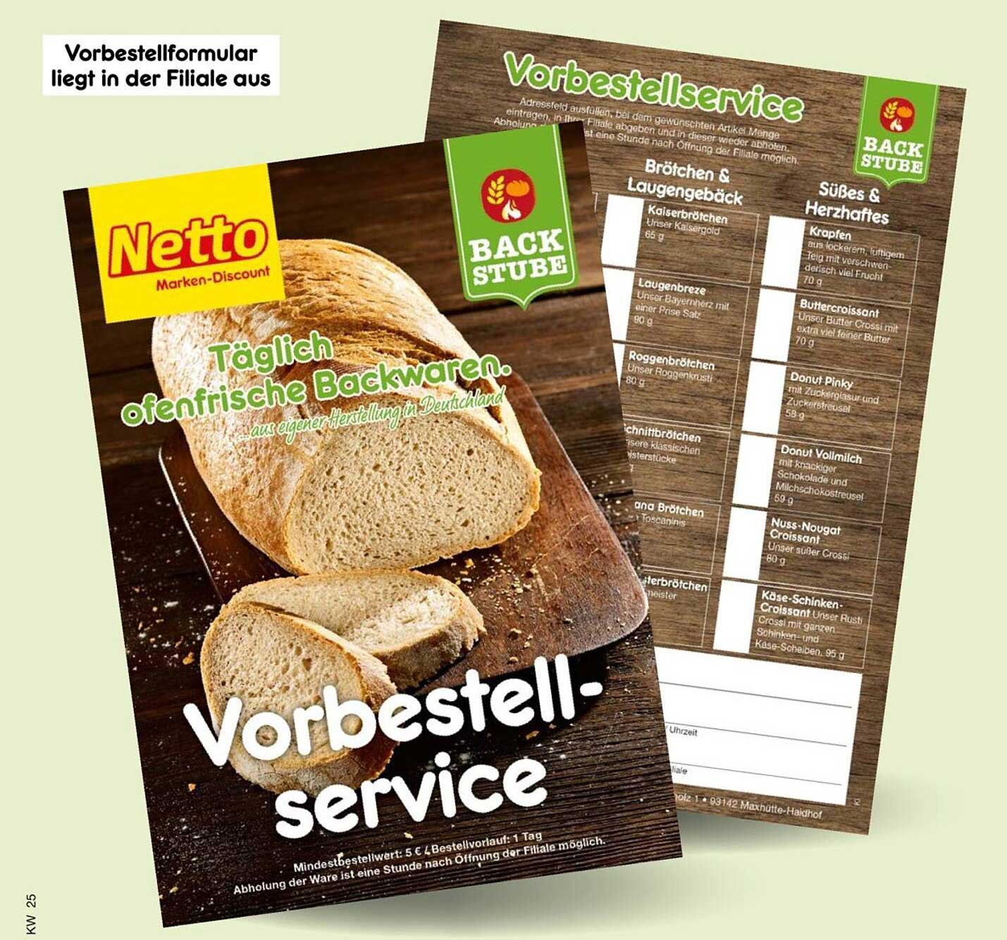 Vorbestellservice für frische Backwaren bei Netto Marken-Discount