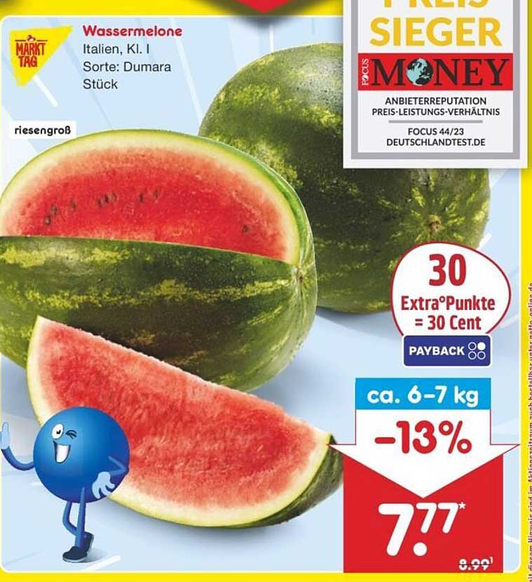 Wassermelone, Italien, Kl. I, Sorte: Dumara, Stück
