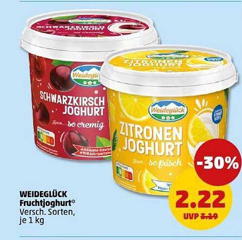 WEIDEGLÜCK Fruchtjoghurt - Verschiedene Sorten, je 1 kg