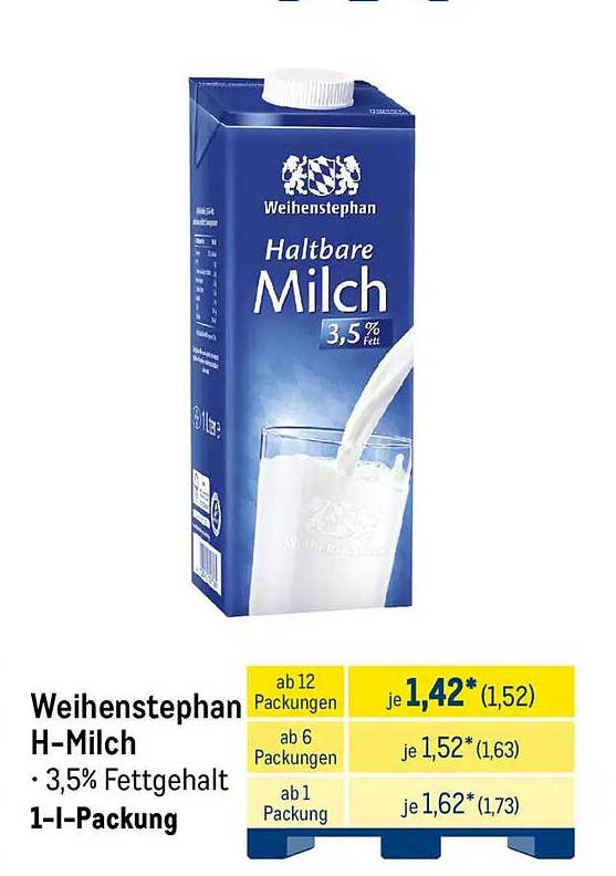 Weihenstephan H-Milch 3,5% Fett