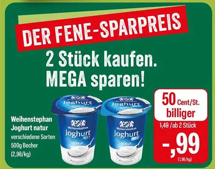 Weihenstephan Joghurt natur - 2 Stück zum Sparpreis