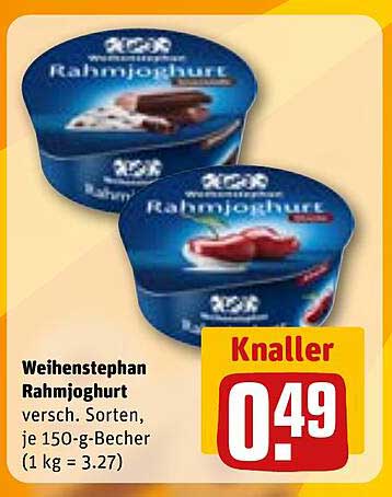 Weihenstephan Rahmjoghurt, verschiedene Sorten, je 150-g-Becher