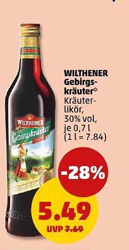 WILTHENER Gebirgskräuter Kräuterlikör, 30% vol, je 0,7 l