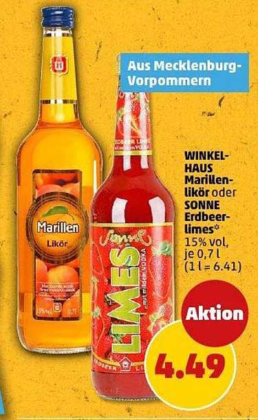WINKEL-HAUS Marillenlikör oder SONNE Erdbeerlimes