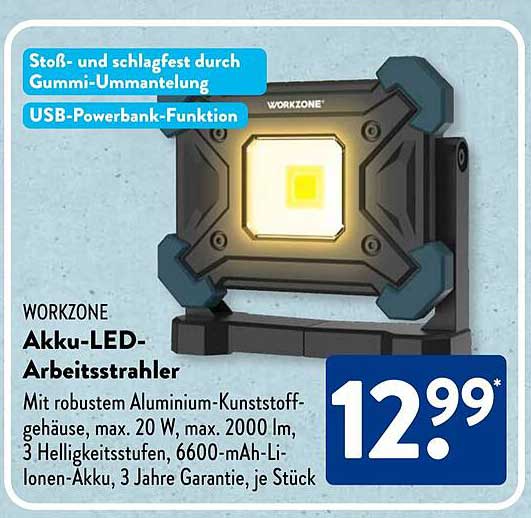 WORKZONE Akku-LED-Arbeitsstrahler