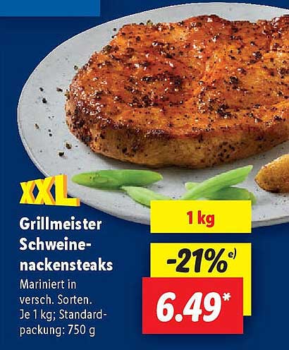 XXL Grillmeister Schweinenackensteaks - mariniert in verschiedenen Sorten