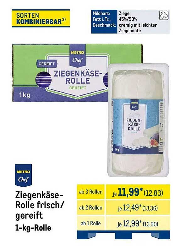 Ziegenkäse-Rolle frisch/ge reift 1-kg-Rolle