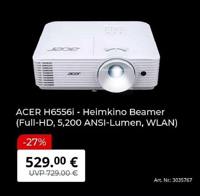 ACER H6556i - Heimkino Beamer (Full-HD, 5,200 ANSI-Lumen, WLAN)