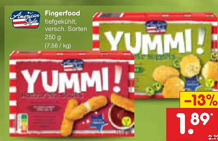 American Style Fingerfood tiefgekühlt, versch. Sorten 250 g (7.56 / kg)