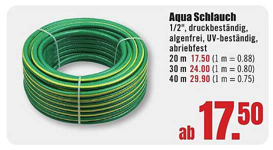 Aqua Schlauch 1/2", druckbeständig, algenfrei, UV-beständig, abriebfest
