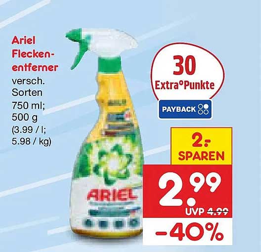 Ariel Fleckenentferner versch. Sorten 750 ml; 500 g (3.99 / l; 5.98 / kg)
