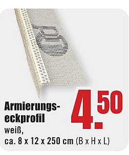 Armierungs-eckprofil weiß, ca. 8 x 12 x 250 cm (B x H x L)