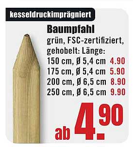 Baumpfahl grün, FSC-zertifiziert, gehobelt