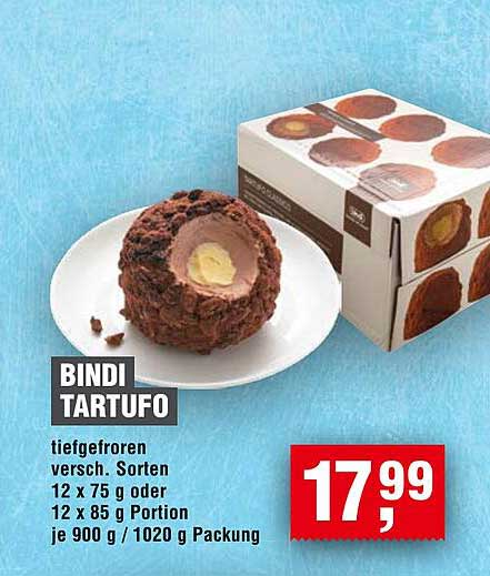 BINDI TARTUFO tiefgefroren versch. Sorten 12 x 75 g oder 12 x 85 g Portion je 900 g / 1020 g Packung