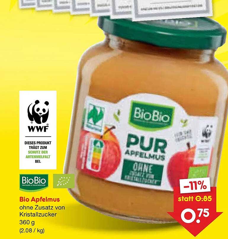 Bio Apfelmus ohne Zusatz von Kristallzucker 360 g