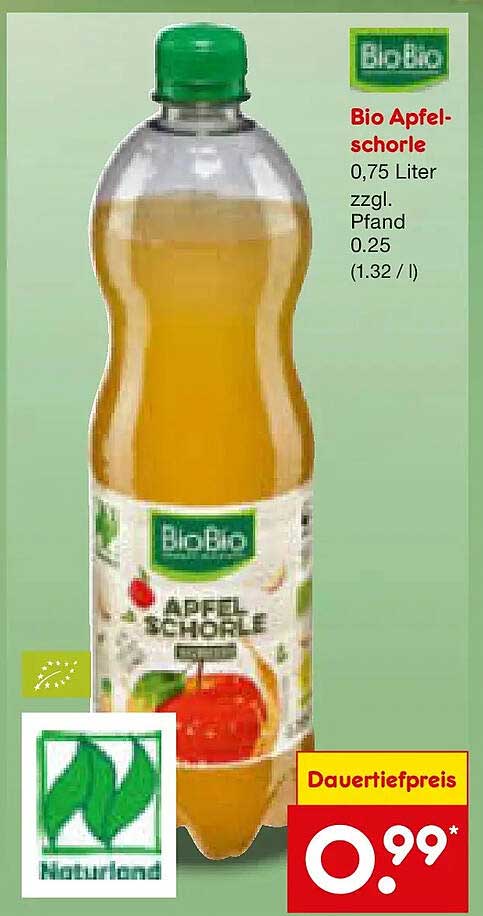 Bio Apfelschorle, 0,75 Liter zzgl. Pfand