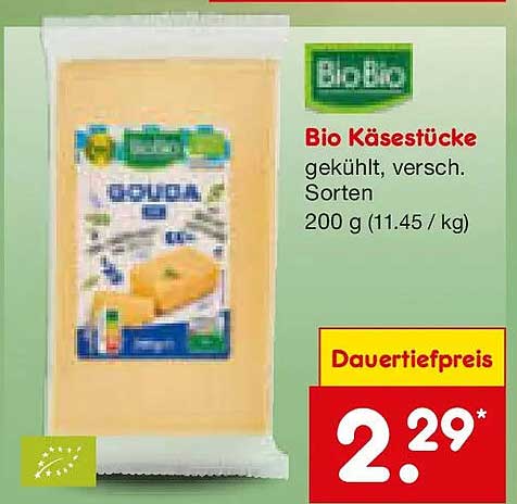 Bio Käsestücke gekühlt, versch. Sorten 200 g (11.45 / kg)