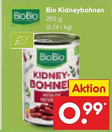Bio Kidneybohnen 265 g (3.74 / kg)