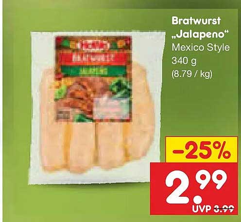Bratwurst „Jalapeno“ Mexico Style 340 g