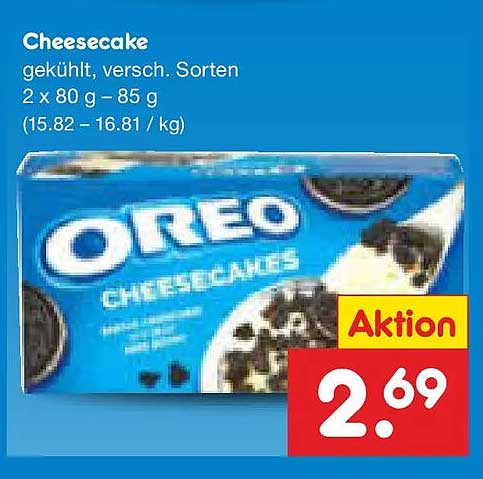 Cheesecake gekühlt, versch. Sorten 2 x 80 g – 85 g