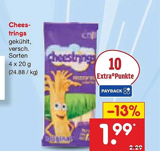 Cheestrings gekühlt, versch. Sorten 4 x 20 g