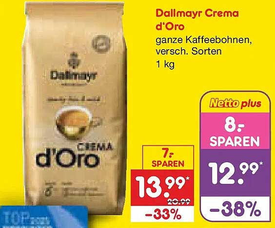 Dallmayr Crema d'Oro ganze Kaffeebohnen, versch. Sorten 1 kg