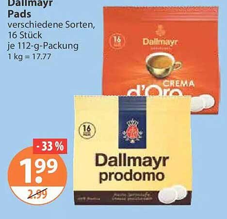 Dallmayr Pads verschiedene Sorten, 16 Stück je 112-g-Packung
