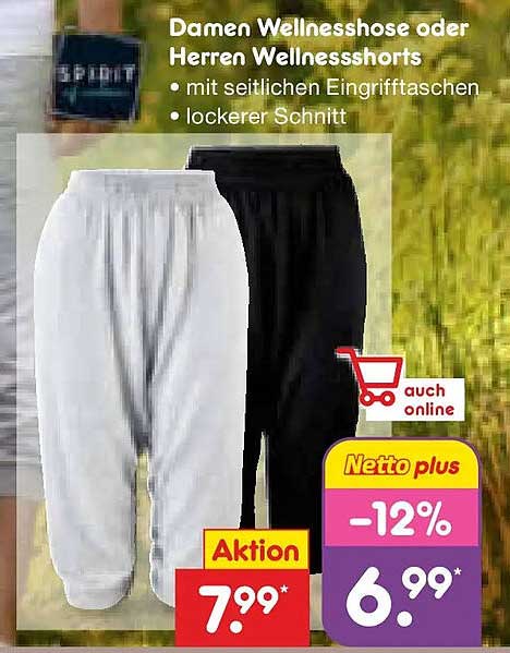 Damen Wellnesshose oder Herren Wellnessshorts