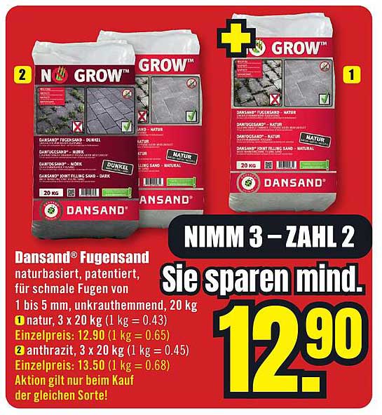 Dansand® Fugsand naturbasiert, patentiert, für schmale Fugen von 1 bis 5 mm, unkrauthemmend, 20 kg